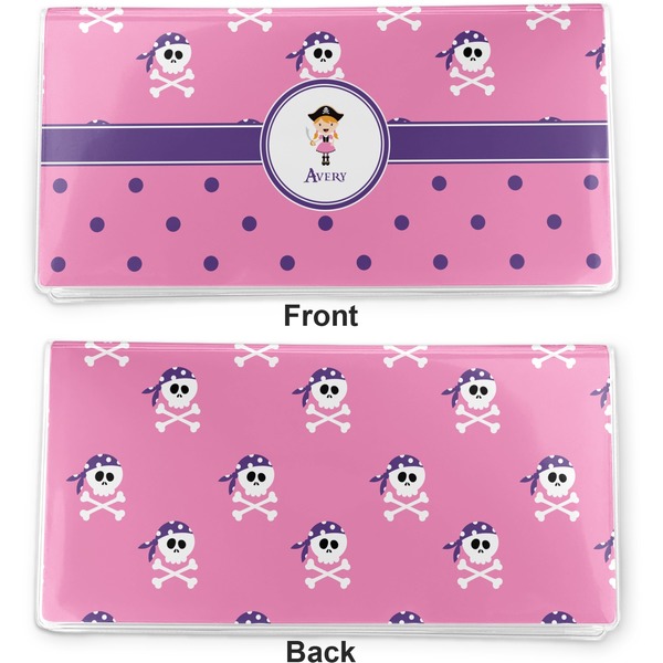 Pink Pirate Vinyl Check Book Cover - Front and Back