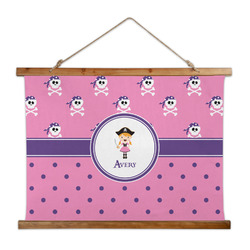 Pink Pirate Wall Hanging Tapestry - Wide (Personalized)