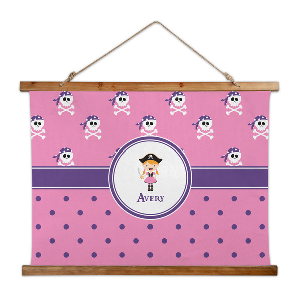 Custom Pink Pirate Wall Hanging Tapestry - Wide (Personalized)