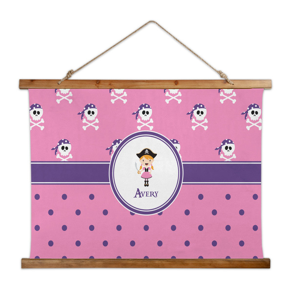 Custom Pink Pirate Wall Hanging Tapestry - Wide (Personalized)