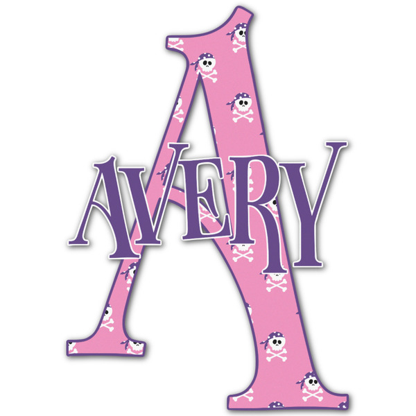 Custom Pink Pirate Name & Initial Decal - Custom Sized (Personalized)