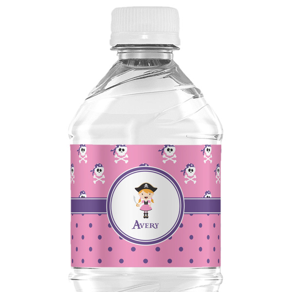 Custom Pink Pirate Water Bottle Labels - Custom Sized (Personalized)