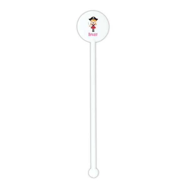 Pink Pirate White Plastic 5.5" Stir Stick - Round - Single Stick