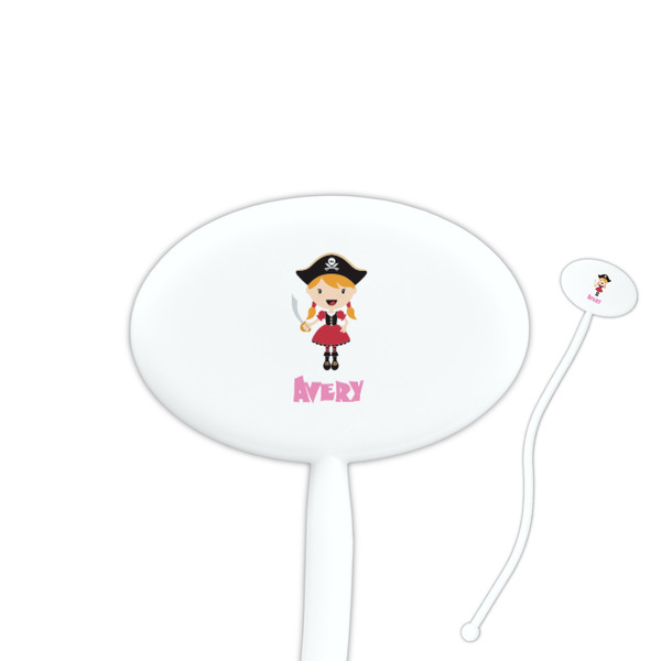 Custom Pink Pirate Oval Plastic Stir Sticks (Personalized)