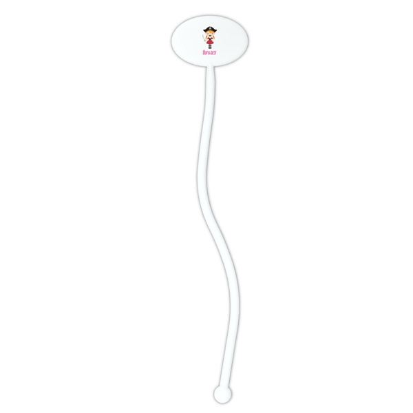 Pink Pirate White Plastic 7" Stir Stick - Oval - Single Stick