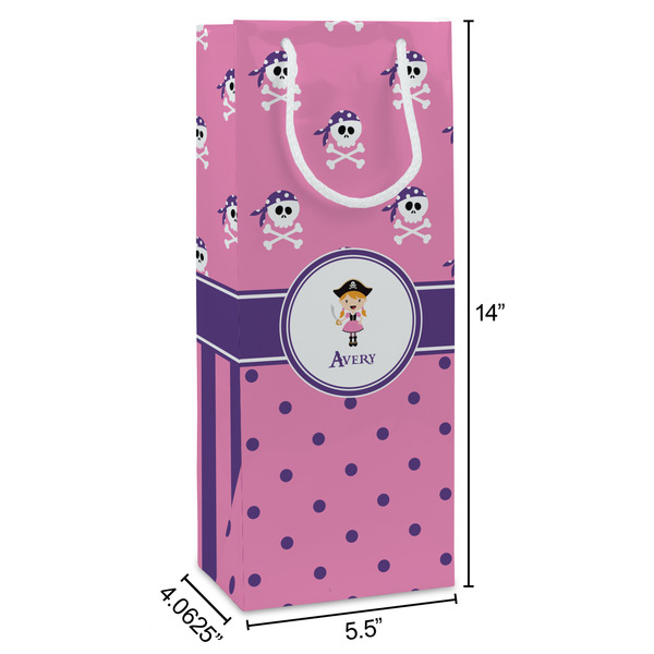 Pink Pirate Wine Gift Bag - Dimensions