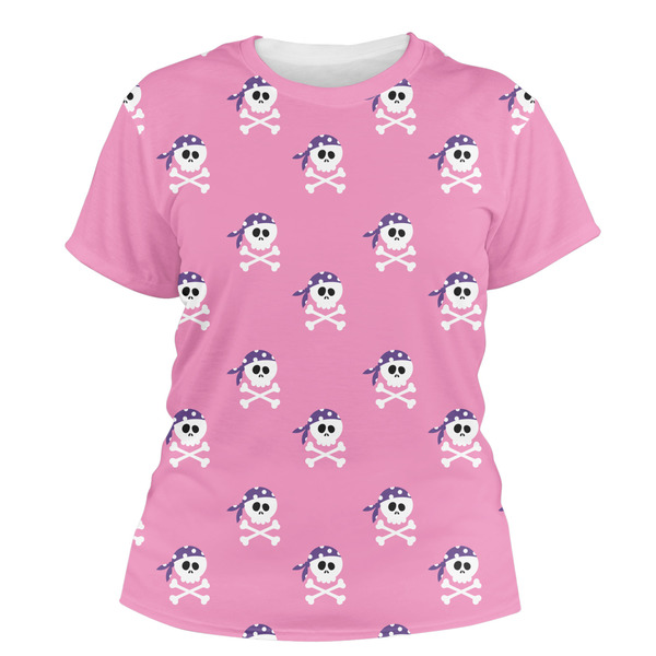 Custom Pink Pirate Women's Crew T-Shirt - Small