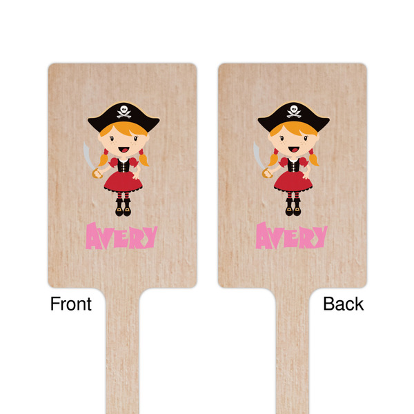 Pink Pirate Wooden 6.25" Stir Stick - Rectangular - Double Sided - Front & Back
