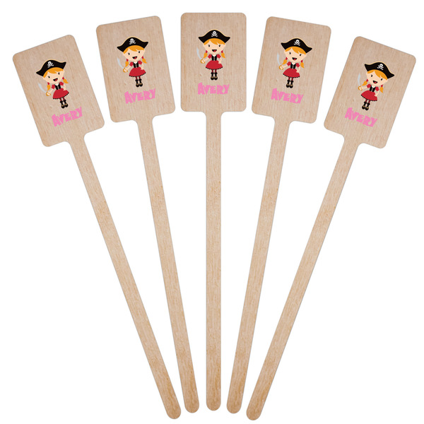 Pink Pirate Wooden 6.25" Stir Stick - Rectangular - Fan View