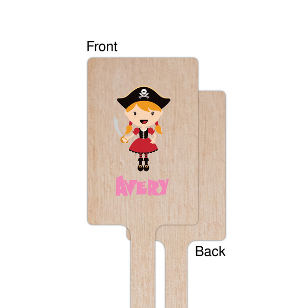 Pink Pirate Wooden 6.25" Stir Stick - Rectangular - Single - Front & Back