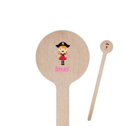Pink Pirate 6" Round Wooden Stir Sticks - Single Sided (Personalized)
