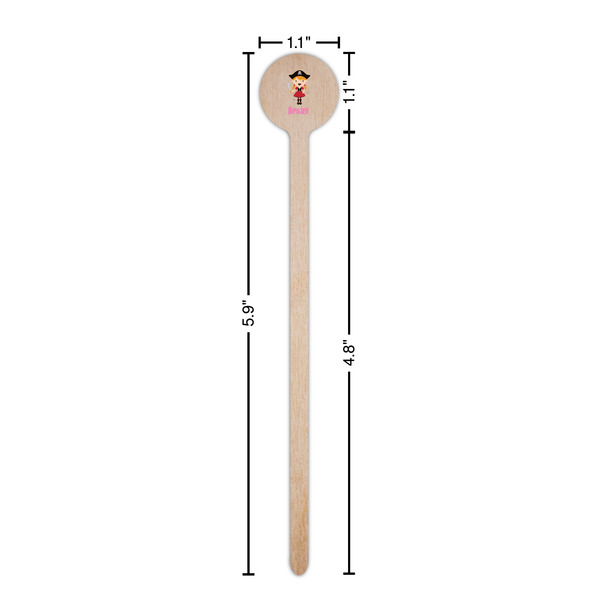 Pink Pirate Wooden 6" Stir Stick - Round - Dimensions