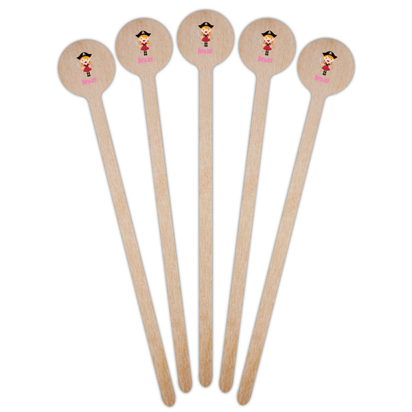 Pink Pirate Wooden 6" Stir Stick - Round - Fan View