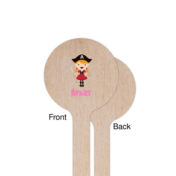 Pink Pirate Wooden 7.5" Stir Stick - Round - Single Sided - Front & Back