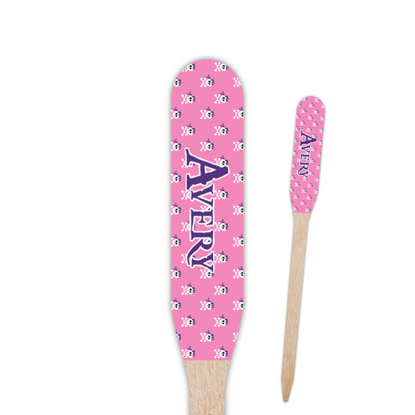 Custom Pink Pirate Paddle Wooden Food Picks - Single Sided (Personalized)