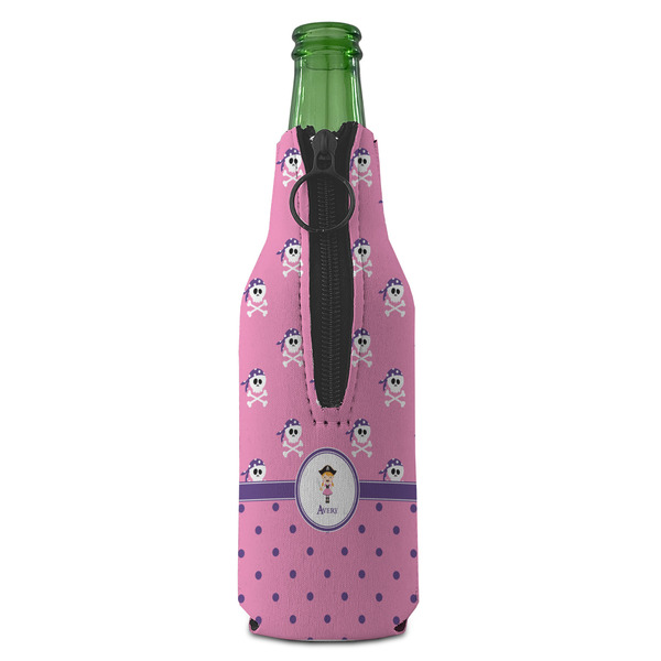 Pink Pirate Zipper Bottle Cooler - BACK (bottle)