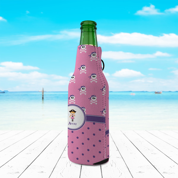Pink Pirate Zipper Bottle Cooler - LIFESTYLE
