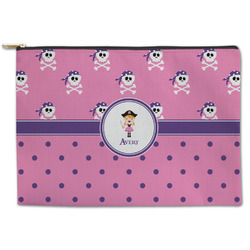 Pink Pirate Zipper Pouch - Large - 12.5"x8.5" (Personalized)