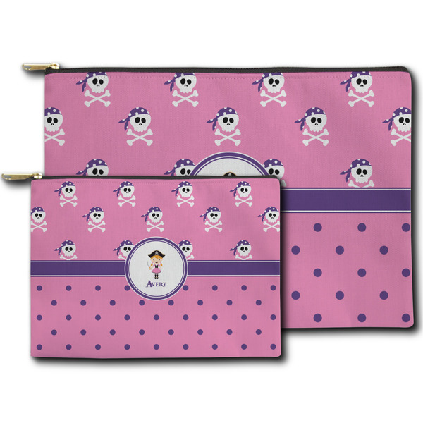 Pink Pirate Zippered Pouches - Size Comparison