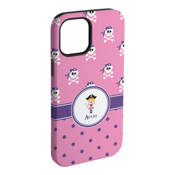 Custom Pink Pirate iPhone Case - Rubber Lined - iPhone 15 Pro Max (Personalized)