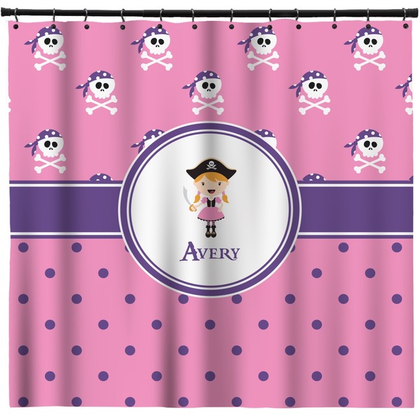 Custom Pink Pirate Shower Curtain - 71" x 74" (Personalized)