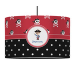 Pirate & Dots 12" Drum Pendant Lamp - Fabric (Personalized)
