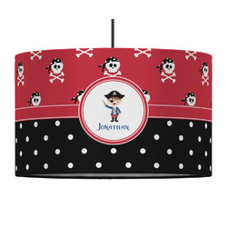 Pirate & Dots 12" Drum Pendant Lamp - Fabric (Personalized)