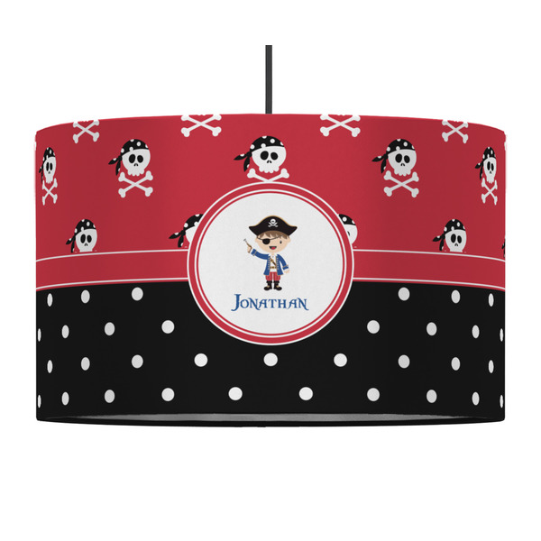 Custom Pirate & Dots 12" Drum Pendant Lamp - Fabric (Personalized)