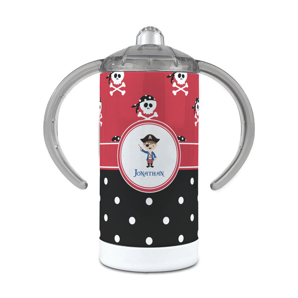 Custom Pirate & Dots 12 oz Stainless Steel Sippy Cup (Personalized)