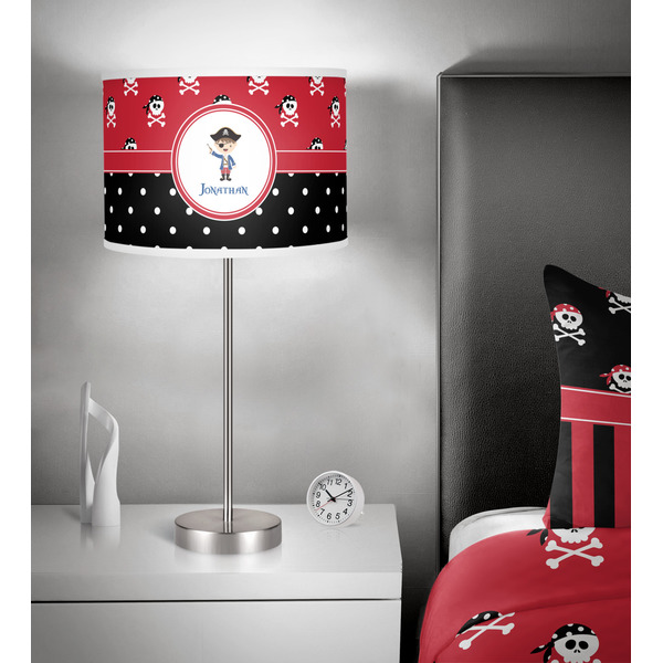 Pirate & Dots 13 inch drum lamp shade - in room