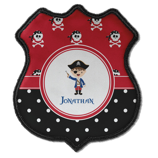 Custom Pirate & Dots Iron On Shield Patch C w/ Name or Text
