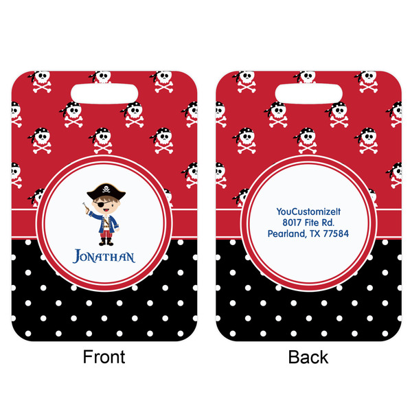 Pirate & Dots Aluminum Luggage Tag (Front + Back)