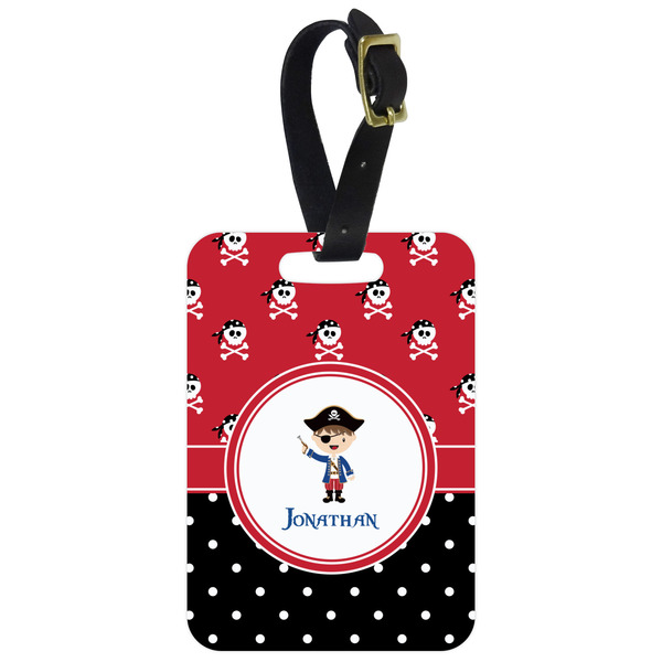 Custom Pirate & Dots Metal Luggage Tag w/ Name or Text