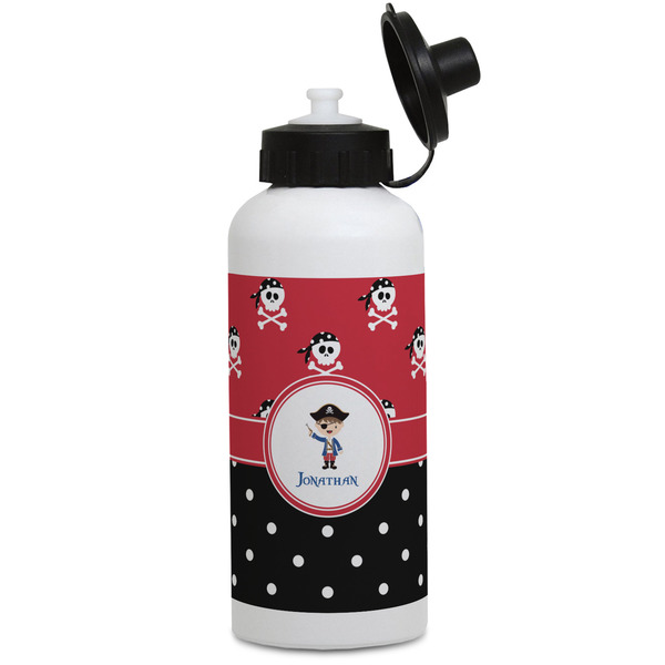 Custom Pirate & Dots Water Bottles - Aluminum - 20 oz - White (Personalized)