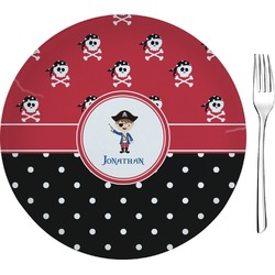 Pirate & Dots Glass Appetizer / Dessert Plate 8" (Personalized)