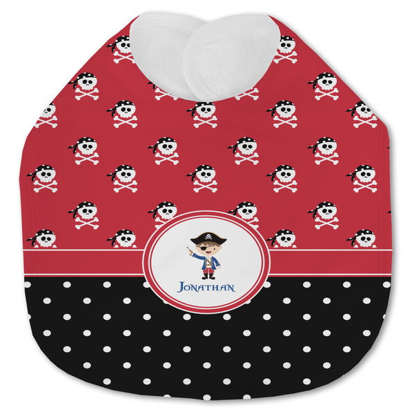 Custom Pirate & Dots Jersey Knit Baby Bib w/ Name or Text