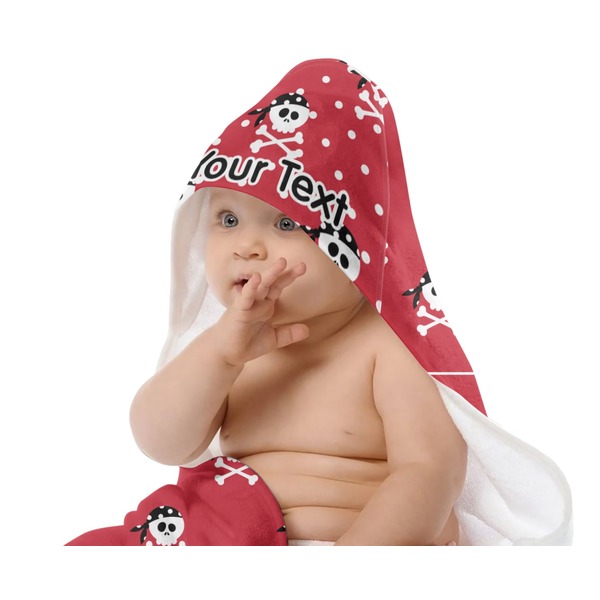 Pirate & Dots Baby Hooded Towel on Child