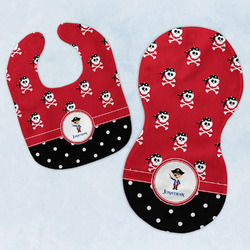 Pirate & Dots Baby Bib & Burp Set w/ Name or Text
