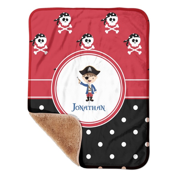 Custom Pirate & Dots Sherpa Baby Blanket - 30" x 40" w/ Name or Text