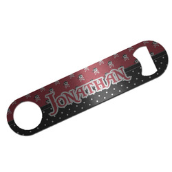 Pirate & Dots Bar Bottle Opener - Silver w/ Name or Text
