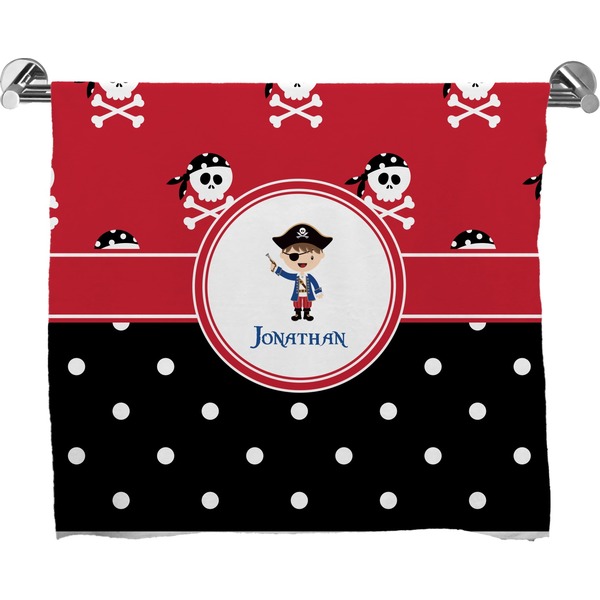 Custom Pirate & Dots Bath Towel (Personalized)