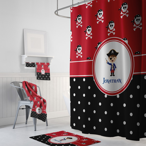 Pirate & Dots Bath Towel Sets - 3-piece - In Context