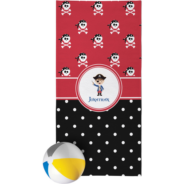 Custom Pirate & Dots Beach Towel (Personalized)