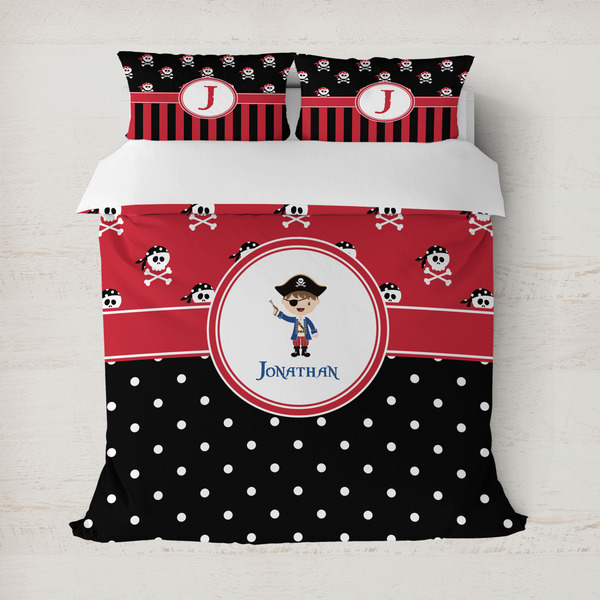 Custom Pirate & Dots Duvet Cover Set - Full / Queen (Personalized)
