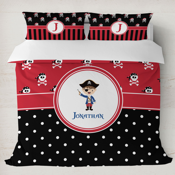 Custom Pirate & Dots Duvet Cover Set - King (Personalized)