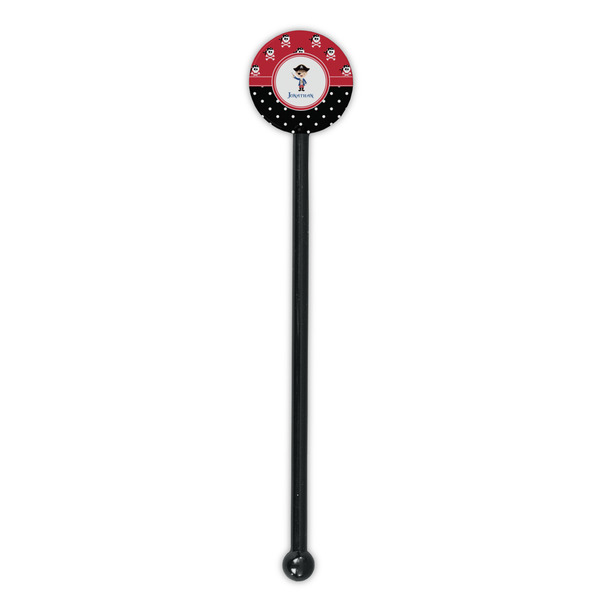 Pirate & Dots Black Plastic 5.5" Stir Stick - Round - Single Stick