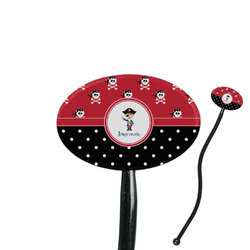 Pirate & Dots 7" Oval Plastic Stir Sticks - Black - Single Sided (Personalized)