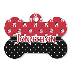 Pirate & Dots Bone Shaped Dog ID Tag (Personalized)