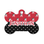 Pirate & Dots Bone Shaped Dog ID Tag - Small (Personalized)