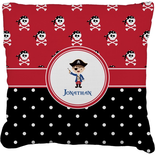 Custom Pirate & Dots Faux-Linen Throw Pillow 16" (Personalized)